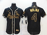 Cardinals 4 Yadier Molina Black Gold Nike Flexbase Jersey,baseball caps,new era cap wholesale,wholesale hats